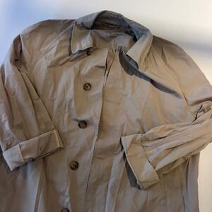 Classic Beige Vintage Trench Coat Button Front Collared Long Sleeve Outerwear